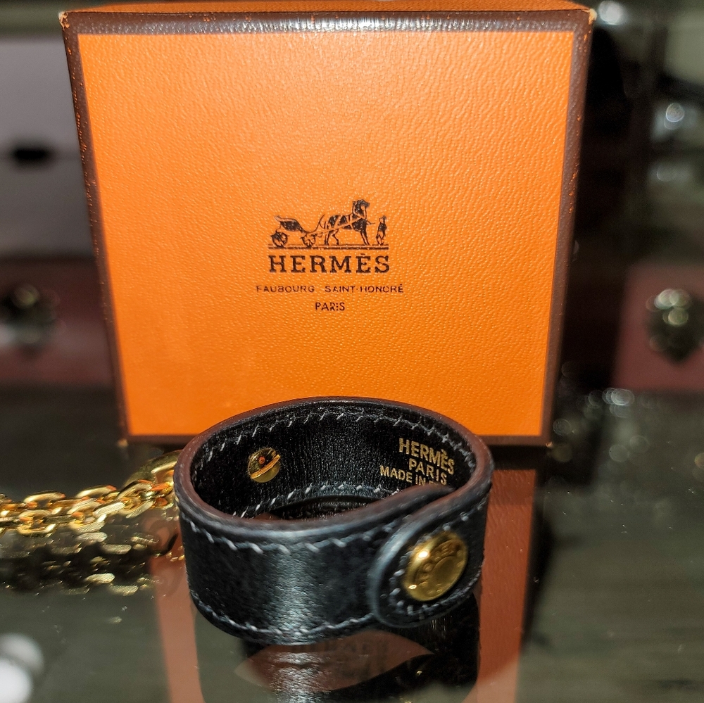 HERMES Box Leather Glove Holder Chain Bag Charm